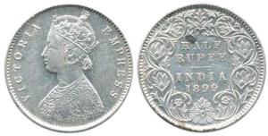 Victoria Queen, ½ Rupee, 1899, (KM Y 22). About Very Fine.