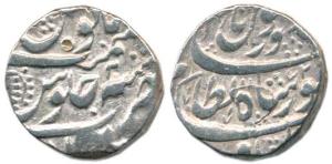 DURRANI KINGS, Ahmad Shah, (AH 1160-1186) Silver, Rupee, Lahore Mint, year 10 (KM 623). Ve