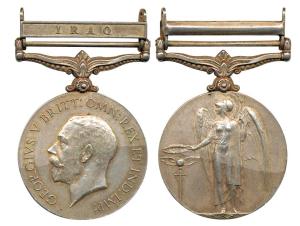 General Service Medal, 1923, Silver, Iraq bar, bust of George V to left on obv.; awarded t