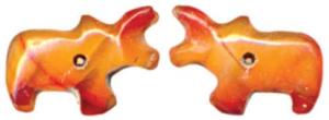 Ancient Bead, from Malwa region, a bull standing, with a hole for threading in the centre 