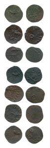 Banavasi, Copper (7), bull type with legend around on obv. crude Ujjayini symbol on rev. A
