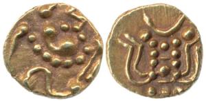 Southern India, Gold Shanthra Fanam. About Extremely Fine, Scarce.