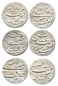 Jahangir, Silver (3), Rupee, Ahmedabad, Inayat type; Lahore Mint, Badabad type and Nur ud 