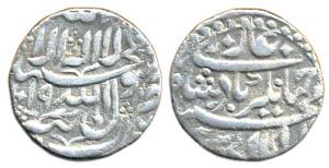 Jahangir, Silver, 13.03 g, Heavy Rupee, 20% over weight, Tatta Mint, Kalima type. Fine+, R