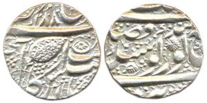 Amritsar Mint, Silver Rupee, error date VS 188, Nanak Shahi couplet, with a leaf on rev. A