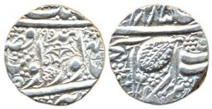 Amritsar Mint, Silver Rupee, 1885/1905, Gobind Shahi couplet, with a chhatra (Royal Umbrel