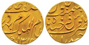 Mir Mahbub Ali Khan II, Gold Ashrafi, Haiderabad, Farkhanda Bunyad Mint, AH 1314, (KM 22).