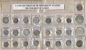 Assorted lot of 25 Different States of India, Silver (25), Rupee, coins of different state