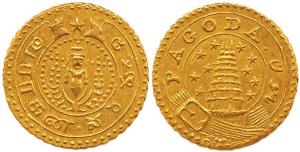 Gold, Pagoda, standing Vishnu on obv. and Gopuram on rev., no date, 1808-15 issue, empty b