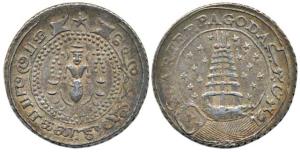 1/4 Pagoda, standing Vishnu on obv., 2nd issue, no date, 1808-1815 issue, with 9 stars on 