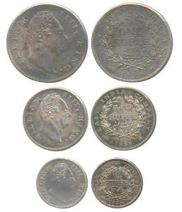 William IV, Silver (3), Rupee, ½ and ¼ Rupee, 1835, F (William Nairn Forbes) initials rais