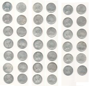Victoria Queen, Silver (20), Rupee, 1862 A / II / 0 / 0 with 3 Pineapple, Calcutta Mint; B