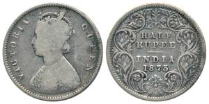 Victoria Queen, Silver ½ Rupee, 1875, Bombay Mint, obv. A, rev. I, no mint mark . About Fi