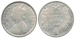 Victoria Queen, Silver ½ Rupee, 1889, Bombay Mint, obv. A, rev. II, ’B’ raised. Fine, Very