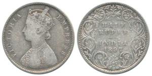Victoria Queen, Silver ½ Rupee, 1897, Bombay Mint, obv. A, rev. I, ’B’ incuse. Fine+.