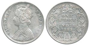 Victoria Empress, Silver Rupee, 1885, obv. CII, rev. I, ’B’ raised. Very Fine+, Unlisted, 