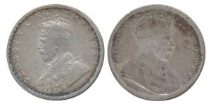 George V, Silver Rupee, Brockage (Lakhi) of the king’s bust on rev., brockage impression s