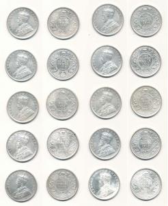 George V, Silver Rupee, (10) 1911 to 1920, Calcutta Mint, except 1912 which is Bombay Mint