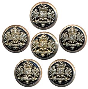 Jodhpur, Coat Buttons, Silver (6), coat of arms in the front and a single hook at the back