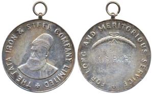 TISCO Medal, Silver, 52.50 g, for Long and Meritorious Medal, with the portrait of Jamshed