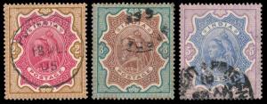 1895 Queen Victoria, Rs. 2/-, SG 107, Carmine & Yellow Brown, Fine, Used, Hinged & Rs. 5/-