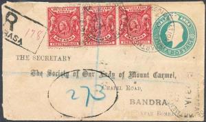 King Edward VII Postal Stationary Envelope used from East Africa Registered 1903 used to I