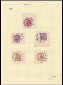 1911 King George V Coronation Durbar, King George V stamps tied by Coronation Durbar cds i