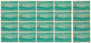 1953 Telegraph Centenary, SG 346, Block of 20 stamps, few stains, Indian Gum, MNH.