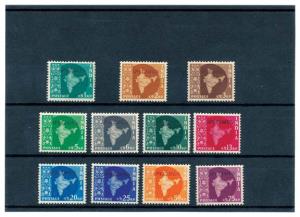 India Map Star Series Complete Set of 11 Specimen 1957, Map Star Watermark Naya Paisa issu