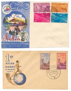 Lot of 4 FDC, Asian Games, Conquest of Everest, Telegraph Centenary, Stamp Centenary, Fine