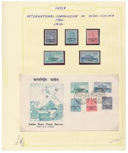 1954 International Commission in Indochina optd for Laos, Set of Stamps & FDC, Set of 5 St