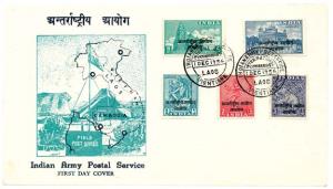 1954 Indian Army Postal Service, Set of 4 FDC, Vietnam - Saigon, Vietnam - Hanoi, Laos —Vi