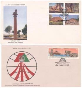 Lot of 2 FDC, Se-tenant Stamps, 1992, Bridges, 1997, Indipex 97, Buddist Cultural Sites.