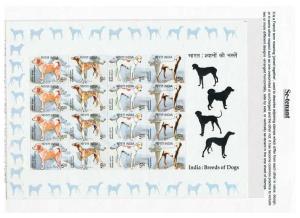 2005 Indian Breeds of Dogs, Set of 4 stamps, SG 2252/55, Sheetlet of 16 stamps, Full Horiz
