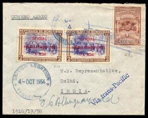 India 1954 rare slogan marks in Red & Black on cover. Cover posted from British Legation, 