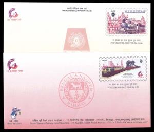 Railways Customized Postal Stationary envelopes 2002 —set of 2 South Eastern Railway issue