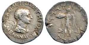 Indo-Greeks, Menander, Silver 9.60 g, Tetradrachm diademed bust of the ruler to right with
