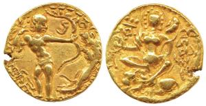 Guptas, Chandragupta II Vikramaditya (c. AD 380-413), Gold Dinar, 7.78 g, Lion-Slayer type