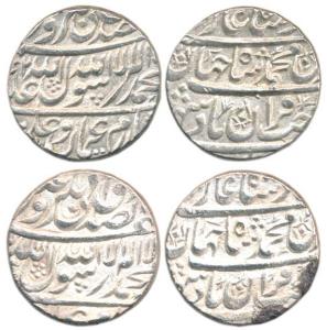 Shah Jahan, Silver Rupee (2), no mint name but stylization that of Burhanpur Mint. Extreme