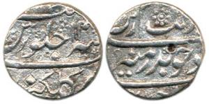 Aurangzeb, Silver ½ Rupee, Golkunda Mint, weight of a Nisar, about complete mint name at b