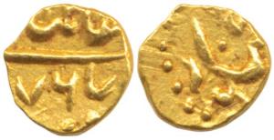 Alamgir II, Gold Fanam, Ganjikot Mint, with complete mint on rev. Extremely Fine, Scarce.