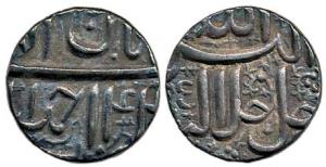 Akbar, Silver ½ Rupee, Ahmedabad Mint, Allahu Akbar type, Illahi 4x, Month Aban. Extremely