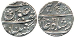 Silver Rupee, in the name of Alamgir II, Khujista Bunyad (Aurangabad) Mint, AH 11XX. About