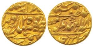 Ram Singh, Gold Mohur, with the name of Queen Victoria, Sawai Jaipur Mint, AH 18xx/25 (KM 