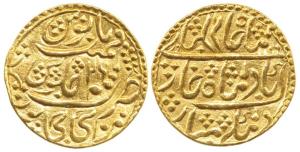 Manak Pal (AH 1186-1219; 1772-1804 AD), Nazarana, Gold Mohur, AH 1199/26. Struck at Karaul