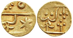 Gold 2/3 Mohur, 7.47 g, New Chandori Series, Udaipur Mint, AD 1842-1830 (KM 6). About Very