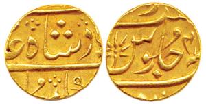 Mumbai, Gold Mohur, 11.67 g, in the name of Shah Alam II, Surat Mint, mint name off flan, 