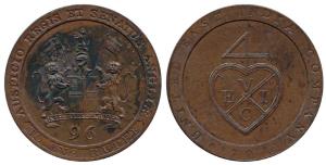 Proof ½ Dub or 1/96-Rupee, 1794, Soho Mint, UNITED EAST INDIA COMPANY written under coat o