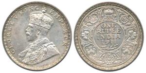 George V, Silver 1911 Pig Rupee, Bombay Mint. About Uncirculated, Scarce.
