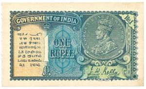 George V, Rupee 1, 2nd issue, 1935, signed J. W. Kelly, (Jhun #2.1A). About Uncirculated, 